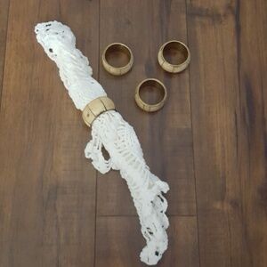 Brass‎ & Cream Tile Napkin Rings (4)